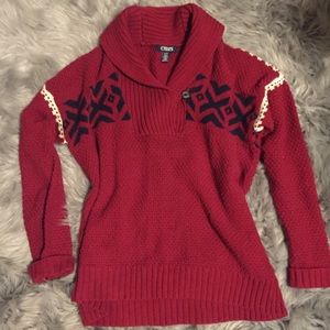 Chaps burgundy maroon sweater size large